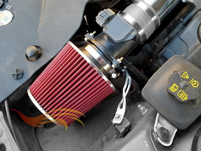 RED 3.5" 89 mm Inlet Narrow Air Cone Replacement Performance Washable Clamp-On Dry Air Filter