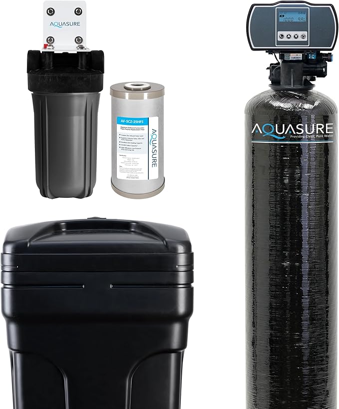 Aquasure Harmony Series 40,000 Grains Whole House Water Softener with High Performance Automatic Digital Metered Control Head | Reduces Hardness & Minerals | Improve Water Quality | For 3-4 bathrooms