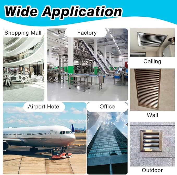 Square Stainless Steel Vent Grille with Removable Filter Mesh, Weatherproof Louver Air Return Vent Cover for Home/Shed/Garage/Roof(33x33in/84x84cm)