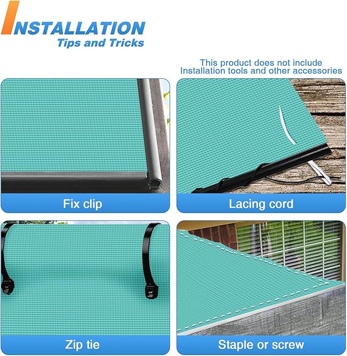 TANG Sun Shade Fabric Roll 8'x90' Shade Cloth for Garden Turquoise Green HDPE Mesh Shading Pergola Cover Replacement Canopy, 95% Blockage Sunshades for Outdoor Patio Backyard Plant