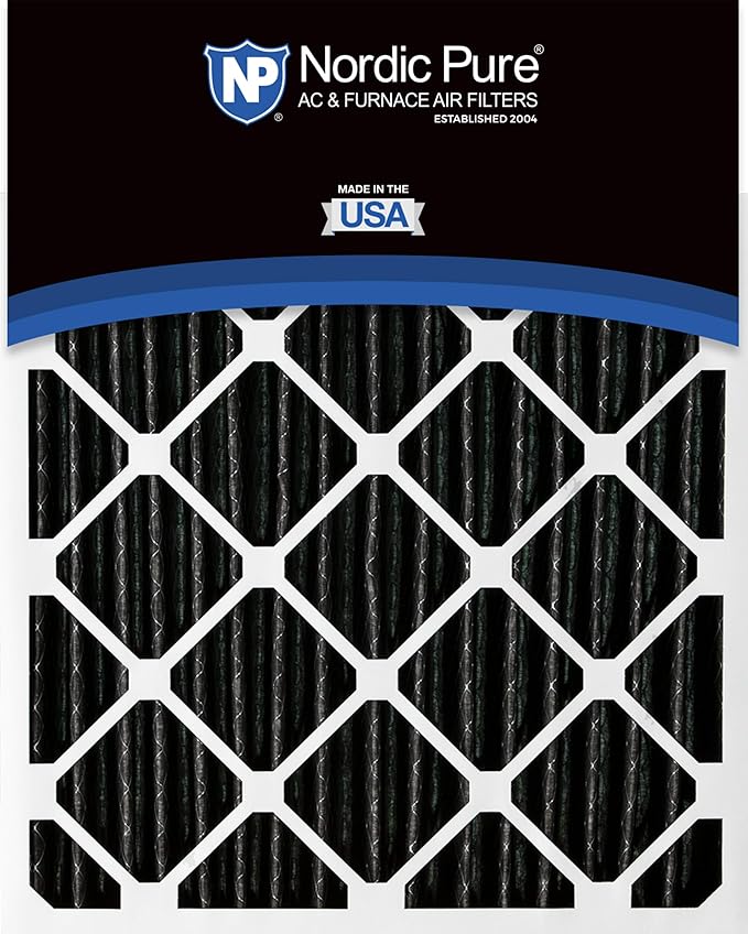 Nordic Pure 20x20x4 (Actual Size: 19 1/2 x 19 1/2 x 3 5/8) Pleated Air Filter MERV 12 Plus Carbon 6 Pack