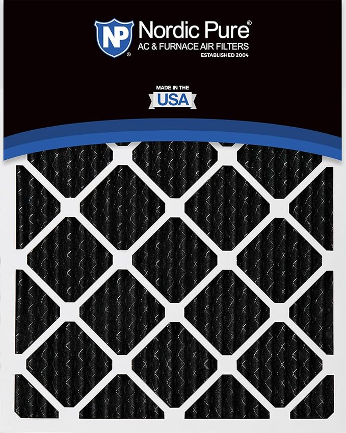 Nordic Pure 16x30x1 (Actual Size: 15 3/4 x 29 11/16 x 3/4) Pure Carbon Pleated Odor Reduction Furnace Air Filters 2 Pack