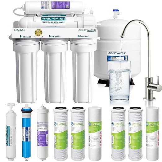 APEC Water Systems ROES-PH75 Essence Series Alkaline Mineral pH+ 75 GPD 6-Stage WQA Certified Ultra Safe Reverse Osmosis Drinking Water Filter System, with Extra High Capacity Pre-Filter Set Stage 1-3