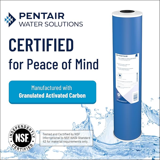 Pentair OMNIFilter GAC1 Carbon Water Filter, 10-Inch, Under Sink Granular Activated Carbon Replacement Cartridge, 10" x 2.5", 20 Micron, White