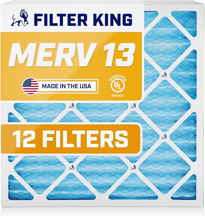 Filter King 19.5x21x1 Air Filter | 12-PACK | MERV 13 HVAC Pleated A/C Furnace Filters | MADE IN USA | Actual Size: 19.5 x 21 x .75"