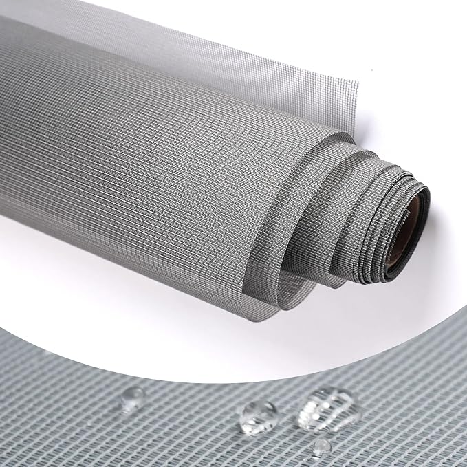 High Density dustproof and Pollen Proof net Window Screen mesh roll Used to Replace Screen Windows and Doors (Grey high-Density mesh,394''×49''(1000×125cm)