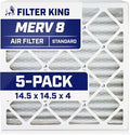 Filter King 14.5x14.5x4 Air Filter | 5-PACK | MERV 8 HVAC Pleated A/C Furnace Filters | MADE IN USA | Actual Size: 14.5 x 14.5 x 3.75"