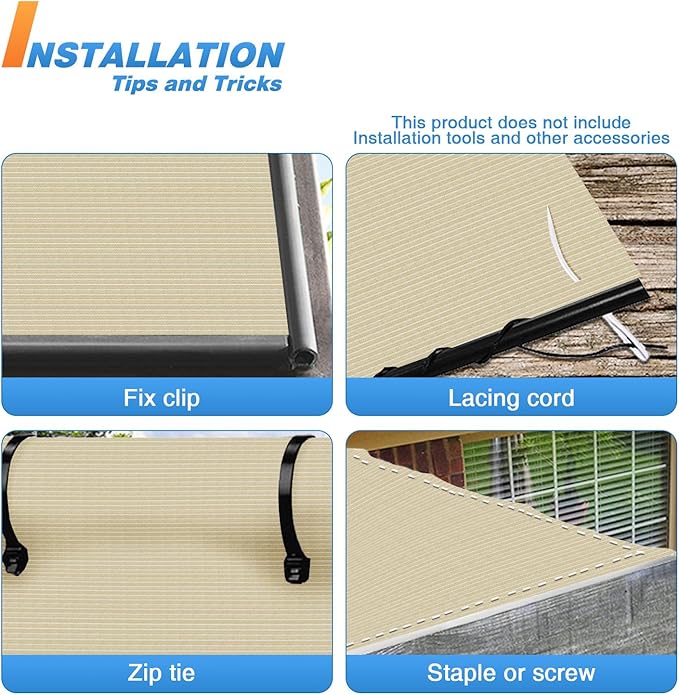 TANG Sun Shade Fabric Roll 8'x94' Shade Cloth for Garden Beige HDPE Mesh Shading Pergola Cover Replacement Canopy, 95% Blockage Sunshades for Outdoor Patio Backyard Plant