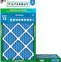 Filterbuy 10x25x1 Air Filter MERV 13 Optimal Smoke & Allergy Defense (2-Pack), Electrostatic Pleated HVAC AC Furnace Filters Replacement, Made in USA (Actual Size: 9.75 x 24.75 x 0.75)