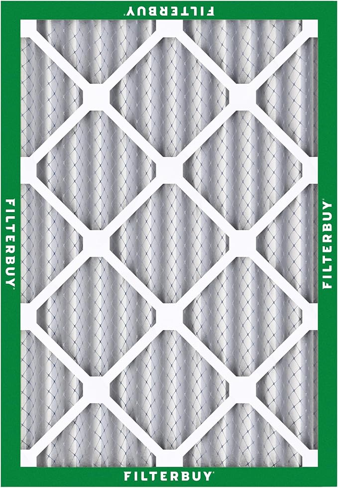 Filterbuy 20x24x2 Air Filter MERV 8 Essential Dust & Allergy Defense (12-Pack), Electrostatic Pleated HVAC AC Furnace Filters Replacement, Made in USA (Actual Size: 19.38 x 23.38 x 1.75)