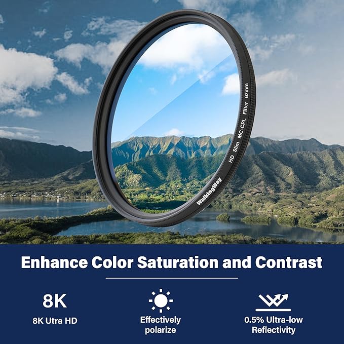 Walking Way 49mm Circular Polarizing Filter Ultra-Slim MC CPL Filter Optical Glass Circular Polarizer Filter for Camera Lens
