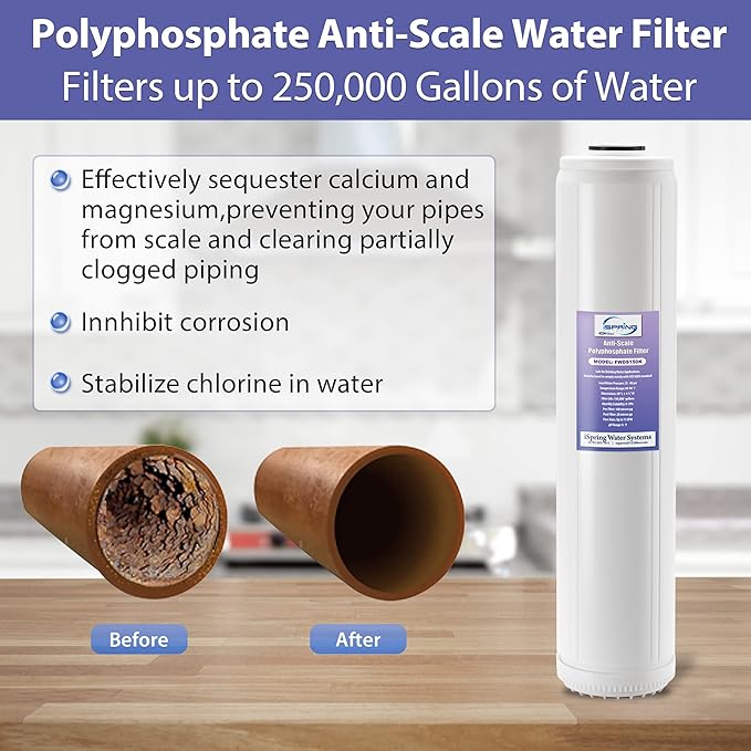 iSpring F3WGB32BKDS 4.5” x 20” 3-Stage Whole House Water Filter Replacement Pack with Polyphosphate Anti-Scale, GAC+KDF, and CTO Carbon Block Water Filters, Fits WGB32B-KDS