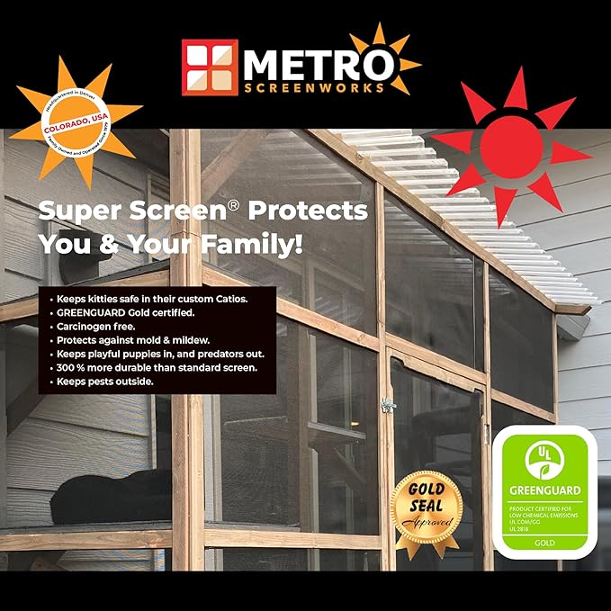 Pet & Weather Resistant Insect Screen - 17/14 Super Screen (84 in x 25 ft) - Mesh Screen for Patio Porch Pool Cage & Lanai - Replacement Screen Roll, Black - Dog & Cat Proof Screens for Windows