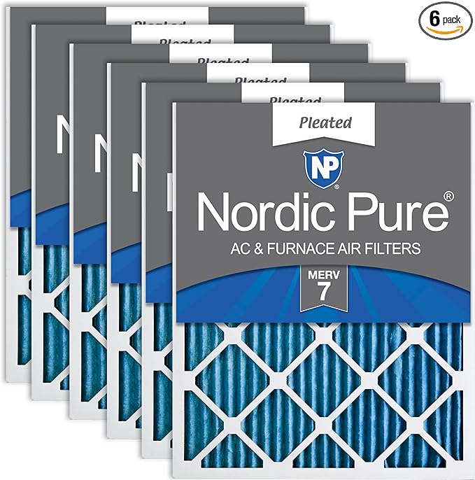 Nordic Pure 16x30x1 (Actual Size: 15 3/4 x 29 11/16 x 3/4) Pleated MERV 7 Air Filters 6 Pack