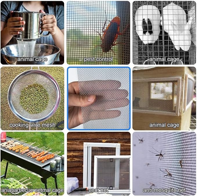 Generic 304 Stainless Steel Screen - 20 Mesh - 1.1Mm Hole Drain Cover Mesh - Durable Metal Filter Roof Vent/Kitchen/Garden Cover Net,Silver,1.2x4m(45x157inch)