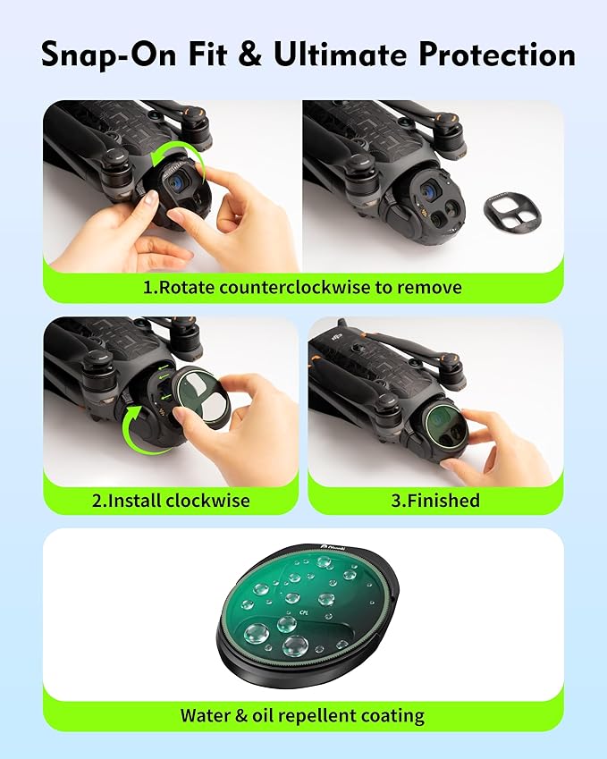 Light Pollution Filter for DJI Mavic 4 Pro, LPR Filter Reduces Urban Orange Glow, Enhances Night Sky Contrast for Astrophotography, Captures Clearer Stars & Nebulae