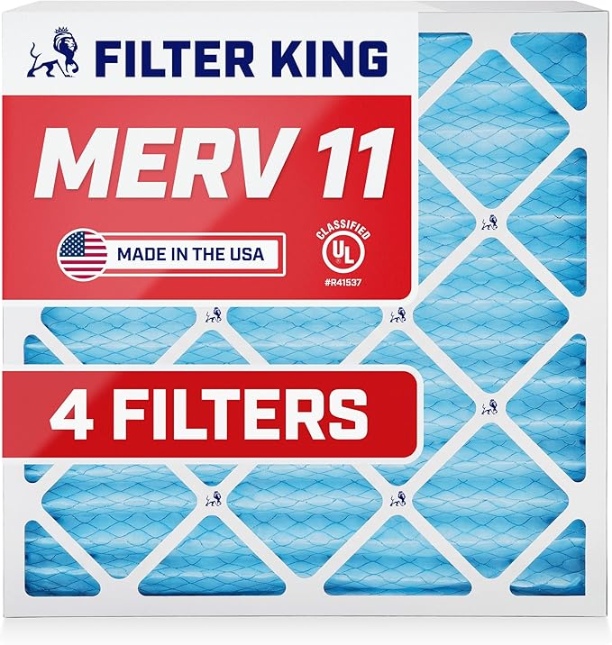 Filter King 15x20x1 Air Filter | 4-PACK | MERV 11 HVAC Pleated A/C Furnace Filters | MADE IN USA | Actual Size: 14.5 x 19.5 x .75"