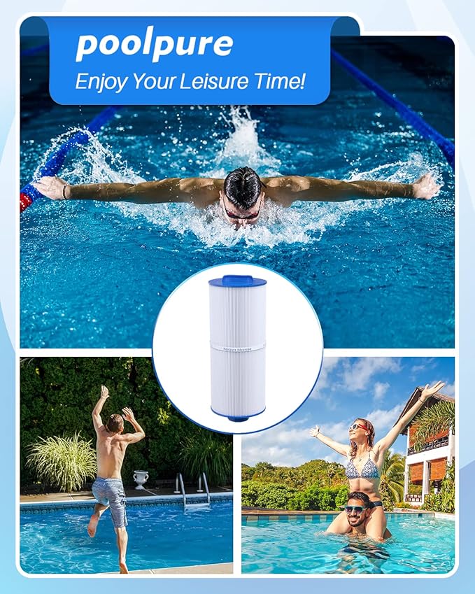 POOLPURE PLF6CH-960 Spa Filter Replaces PJW60TL-F2S, Jacuzzi Filters J-300, J400, Filbur FC-2800, 6540-476, 6540-383, Hot Tub Filter with Closed Handle(Not be Removed) 1PACK (Pack of 2)