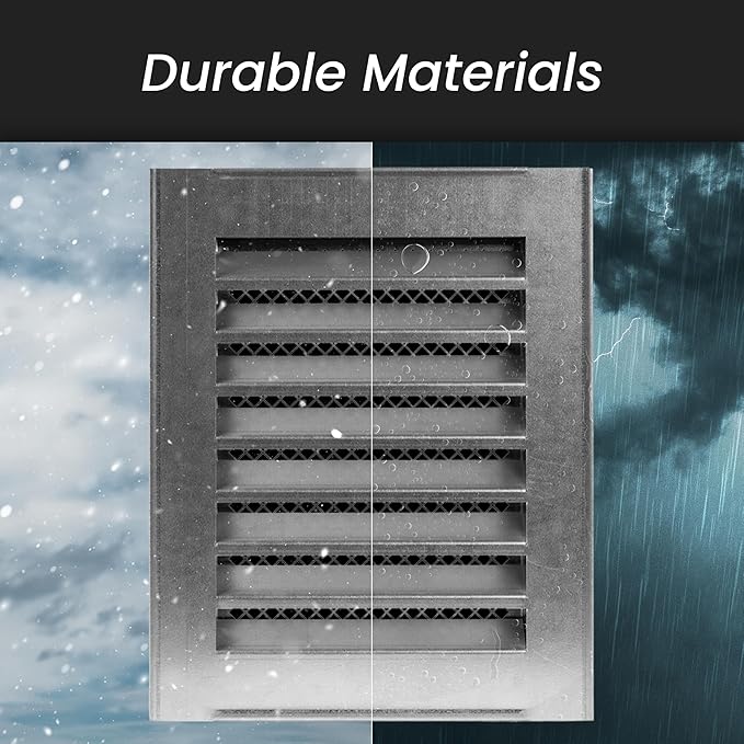 Repa Market 8" x 8" Inch (Inner Dimensions) Galvanized Black Soffit Vent Cover - Louvered Square Gable Vent with Mesh Screen - Intake/Exhaust Ventilation Grill - HVAC Ducting Return Air Vent Cover