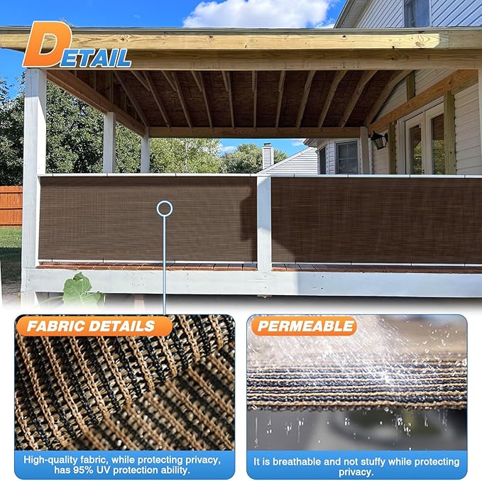 TANG Sun Shade Fabric Roll 8'x10' Shade Cloth for Garden Brown HDPE Mesh Shading Pergola Cover Replacement Canopy, 95% Blockage Sunshades for Outdoor Patio Backyard Plant