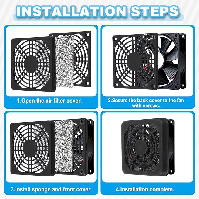 PATIKIL 50mm Fan Filter Grill, 12 Pcs Plastic Ventilation Dustproof Grill Covers Cooling Ventilator with Screws for Industry Workshop Computer Case Refrigerators Air Conditioning, Black