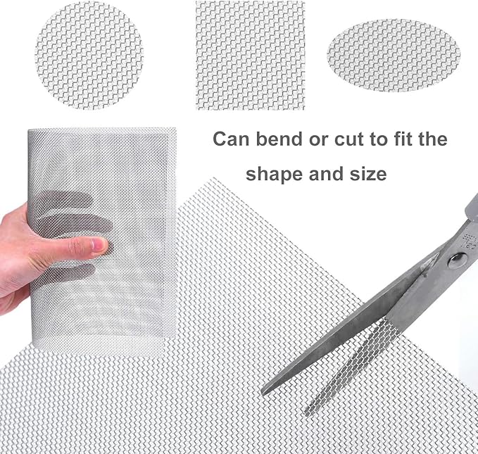 Stainless Steel Woven Wire Mesh 304 Stainless Steel Woven Wire, 80 Mesh Fly Mosquito Net, Fine Screen, Rodents Garden Insect Screen, for Vent, Filter
