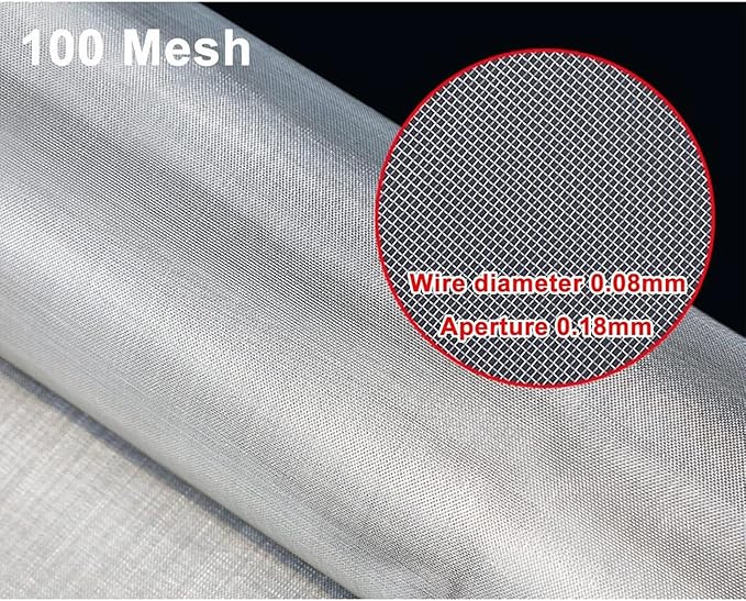 100 Mesh Metal Wire Cloth Stainless Steel, 304 Woven Screen Mesh Panel, Precision Filter Netting, Kitchen Lab Workshop Use, Ready to Cut