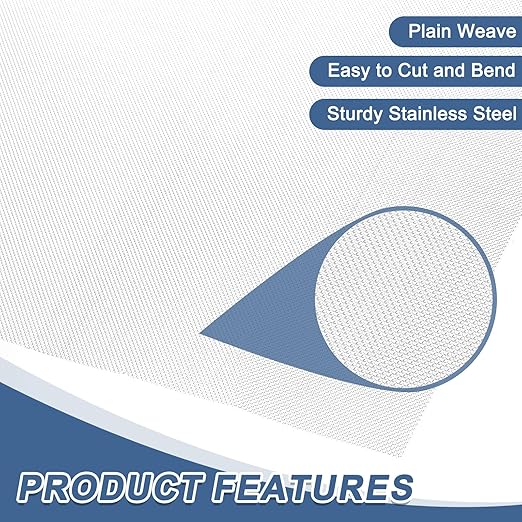 uxcell 40 Mesh 79" x 10" Woven Wire Mesh, 316 Stainless Steel Air Vent Filter Screen, Window Screen Mesh for DIY Projects Vents Cover Filtration Animals Fence