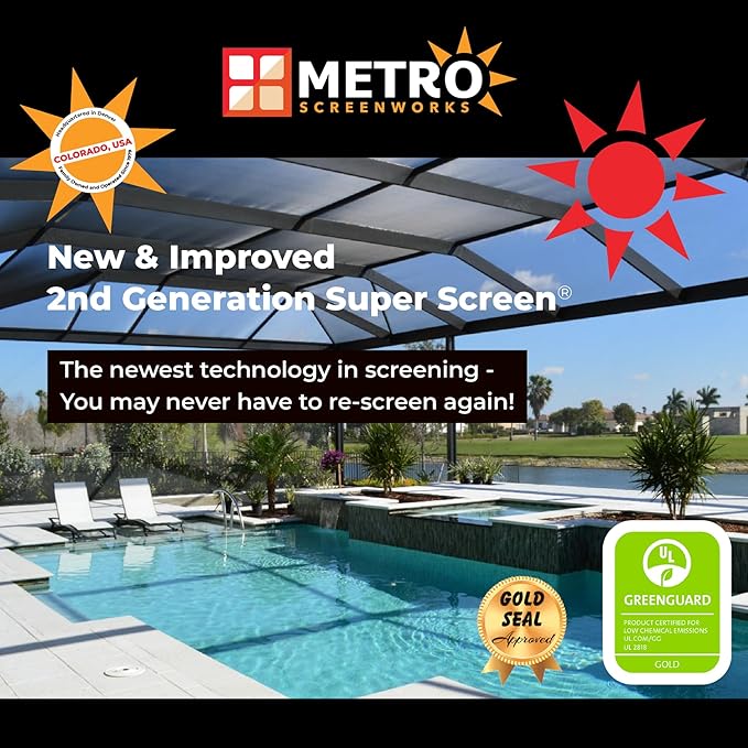 Pet & Weather Resistant Insect Screen - 17/14 Super Screen (120 in x 100 ft) - Mesh Screen for Patio Porch Pool Cage & Lanai - Replacement Screen Roll, Black - Dog & Cat Proof Screens for Windows