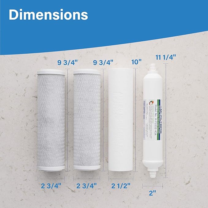 APPLIED MEMBRANES Reverse Osmosis Filter Replacement Set, 50 GPD Pre and Post, Complete RO Filter Set, For 5-Stage Reverse Osmosis, Undersink Water Filtration Systems, Set of 4