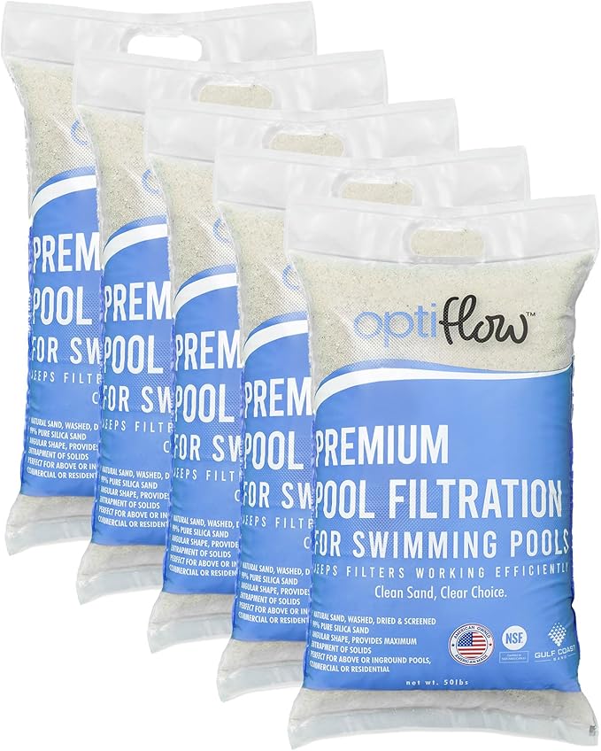 5-Pack Pool Filter Sand, Premium Filtration with Pure Silica Formula, 50 Lbs - Swimming Pool System Accessories and Supplies for Cleaning and Maintenance