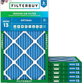 Filterbuy 17x25x1 Air Filter MERV 13 Optimal Smoke & Allergy Defense (6-Pack), Electrostatic Pleated HVAC AC Furnace Filters Replacement, Made in USA (Actual Size: 16.50 x 24.50 x 0.75)