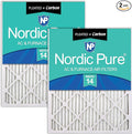 Nordic Pure 16x30x1 (Actual Size: 15 3/4 x 29 11/16 x 3/4) Pleated Air Filters MERV 14 Plus Carbon 2 Pack