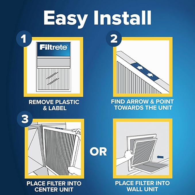 Filtrete 17.5x22x1 AC Furnace Air Filter, MERV 8, MPR 700, Tough on Pollen, Easy on Airflow, 3-Month Pleated 1-Inch Electrostatic Air Cleaning Filter, 4-Pack (Actual Size 17.19 x 21.69 x 0.81 in)