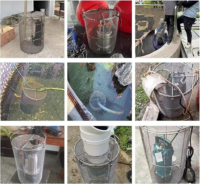 Stainless Steel Pump Filter Cover Water Pump Protective Cover Sump Pump Anti-Clogging Outdoor 1mm Mesh Pump Cover Barrier Durable And Strong For Septic Tanks Farm Irr(Size:40x60cm/15.7"x23.6",Color:A)