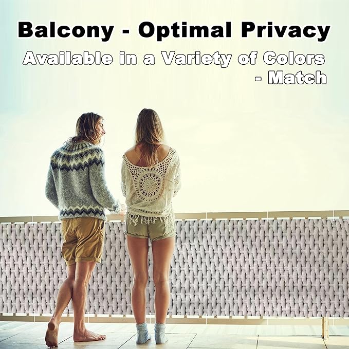Privacy Fence 3.1' x 49.2' UV Protection (HDPE) Weather-Resistant Balcony Privacy, with Grommets, for Balcony, Apartment, Backyard, Patio, Porch, Garden, Weaving Pattern