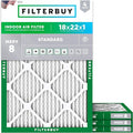 Filterbuy 18x22x1 Air Filter MERV 8 Essential Dust & Allergy Defense (4-Pack), Electrostatic Pleated HVAC AC Furnace Filters Replacement, Made in USA (Actual Size: 17.75 x 21.75 x 0.75)