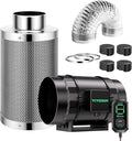 VIVOSUN Smart Air Filtration S8 Kit 8", AeroZesh S8 Inline Duct Fan with E12 Speed Controller, Carbon Filter & 25' Ducting, Cooling & Ventilation System for Grow Tents, Indoor Gardening, Hydroponics