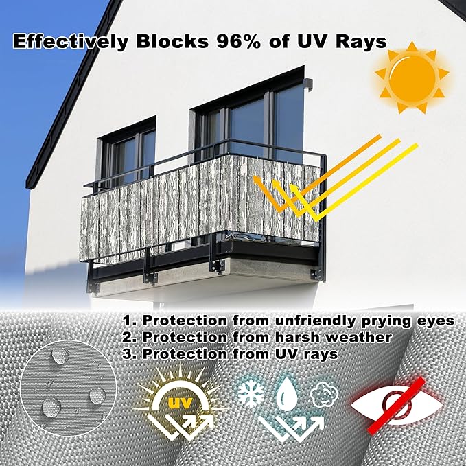 Privacy Screen 4.6' x 16.4' Durable UV-Resistant Privacy Screen for Fence, with Grommets, for Outdoor, Patio, Deck, Backyard Porch Privacy, Vertical Floor Pattern