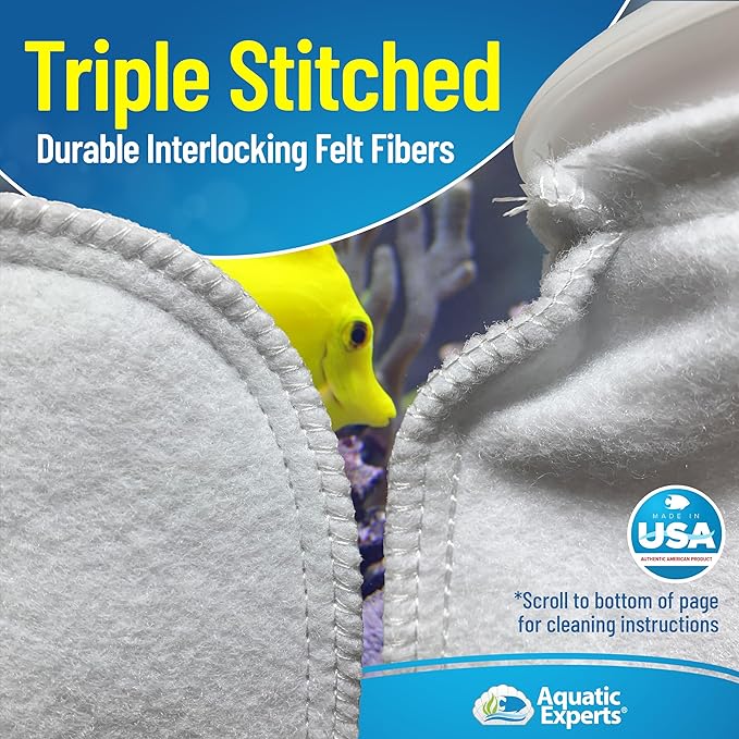 Aquatic Experts 7 Inch Filter Sock - 100 Micron Felt Filter Sock, Filter Socks for Saltwater Aquarium, Fish Tank Sump Filter Sock, Freshwater Aquarium Socks, Reef Filter Sock (7"x16", 10 Pack)