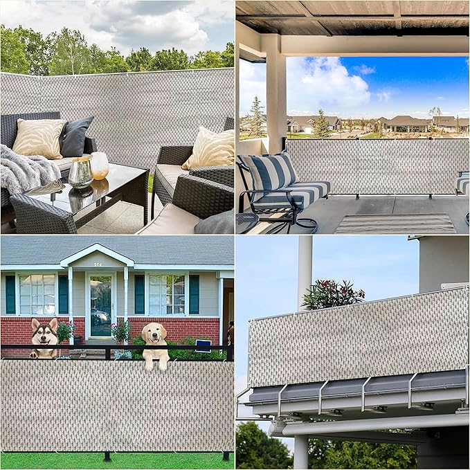 Privacy Fence Screen 4.9' x 49.2' Durable and UV Resistant Garden Fence, Included Cable Ties Customized Size for Balcony, Apartment, Backyard, Patio, Porch, Garden, Weaving Pattern