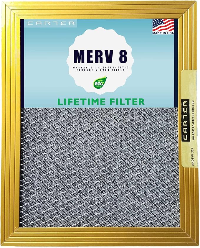 CARTER | Gold | MERV 8 | HVAC & Furnace Filter | Washable Electrostatic ((18x20x1))