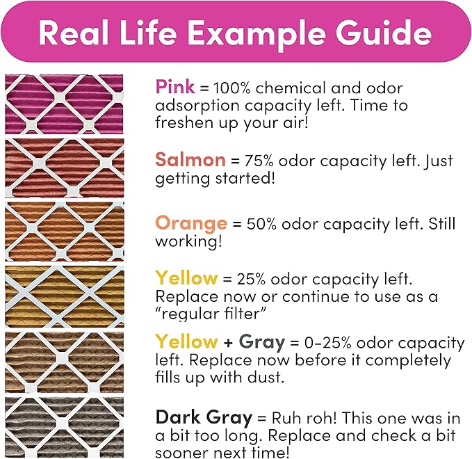 Colorfil 16x20x1 Air Filter (2-Pack) | Made in the USA | Color Changing | Remove Cat and Dog Odor | MERV 8 for Pet Hair Dander and Dust | 15.5"x19.5"x0.75" Exact Size