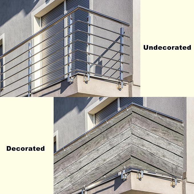 Privacy Fence 4.3' x 19.7' UV Protection Weather-Resistant Privacy Fence Panels for Outside, with Grommets, for Porch Deck Outdoor Backyard Patio Balconys, Floor Pattern