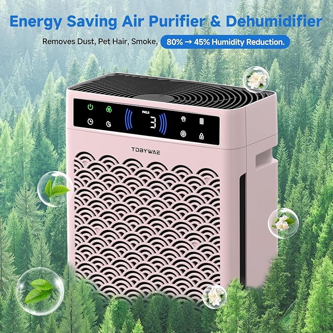 Air Purifiers for Home, Large Room up to 3000 Ft², HEPA Air Purifier for Home Pets with Filter, Air Quality Sensor, Timer, Air Cleaner for Bedroom, Dorm Room, Pet Hair, Office - Pink