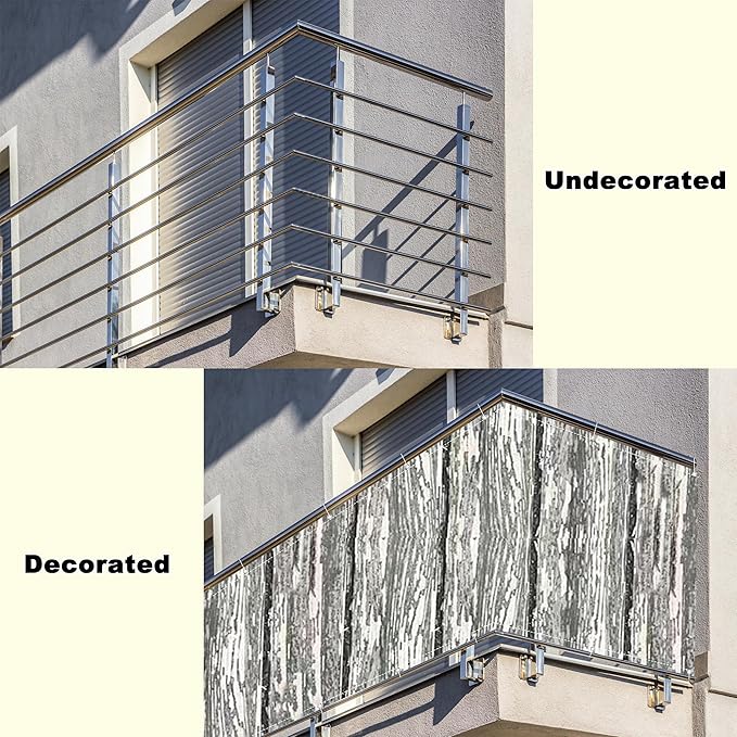 Privacy Fence 9.8' x 29.5' UV Protection Weather-Resistant Outdoor Dog Fence, with Grommets, for Apartment Patio, Wall Garden, Balcony Garden, Vertical Floor Pattern