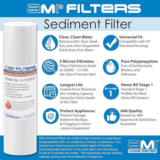 APPLIED MEMBRANES INC. AMI Reverse Osmosis Filter Replacement | Pre Filter Set | for 5 Stage Water Filtration Systems (Pre-Filters Only Set)…